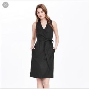 Banana Republic Black wrap sleeveless dress  0 NWT